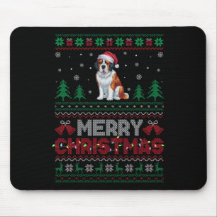 Saint Bernard Dog Lovers Santa Hat Christmas Tree Mouse Mat
