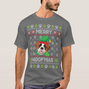 Saint Bernard Dog Noel Costume Snow Merry Xmas Woo T-Shirt