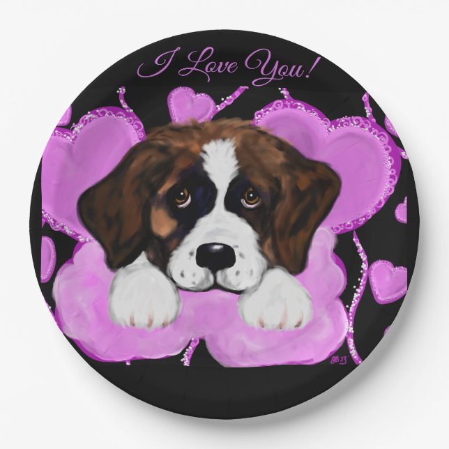 SAINT BERNARD DOG  PAPER PLATE (Front)