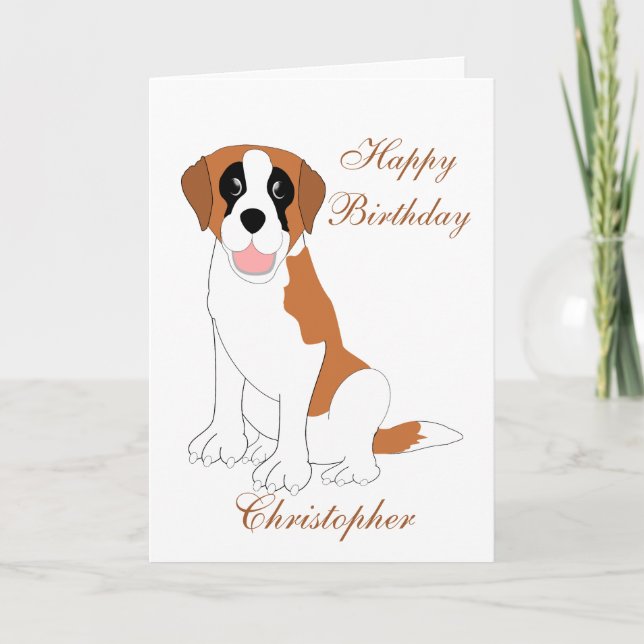 Saint Bernard Dog Personalised Birthday Card (Front)