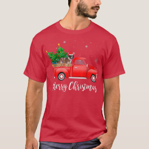 Saint Bernard Dog Riding Red Truck Christmas  T-Shirt