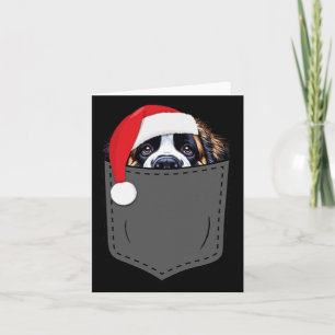 Saint Bernard Dog Santa Hat Christmas Pocket Fun X Card