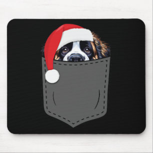 Saint Bernard Dog Santa Hat Christmas Pocket Fun X Mouse Mat