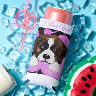 SAINT BERNARD DOG  SELTZER CAN COOLER