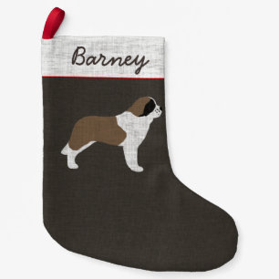Saint Bernard Dog Silhouette Personalised Holiday Small Christmas Stocking