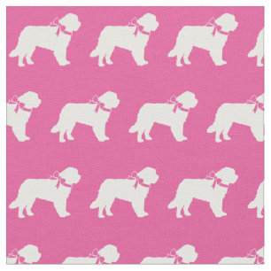 Saint Bernard Dog Silhouette Pet Pink Fabric