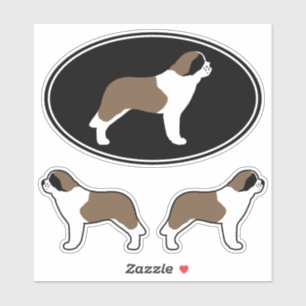 Saint Bernard Dog Silhouettes Vinyl Sticker Set