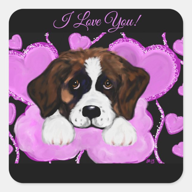 SAINT BERNARD DOG  SQUARE STICKER (Front)