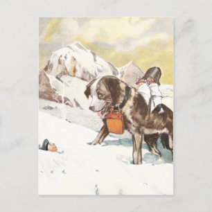 Saint Bernard Dog to the Rescue Postcard