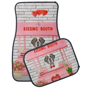 Saint Bernard Dog Valentine's Day Kissing Booth Car Mat