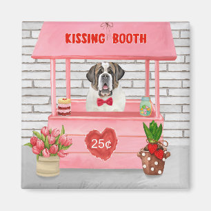 Saint Bernard Dog Valentine's Day Kissing Booth Magnet