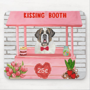 Saint Bernard Dog Valentine's Day Kissing Booth Mouse Mat