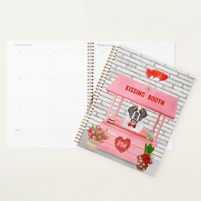 Saint Bernard Dog Valentine's Day Kissing Booth Planner (Display)