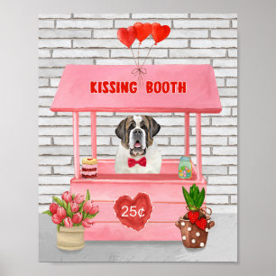 Saint Bernard Dog Valentine's Day Kissing Booth Poster