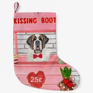 Saint Bernard Dog Valentine's Day Kissing Booth Small Christmas Stocking