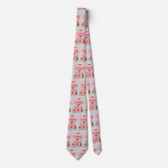 Saint Bernard Dog Valentine's Day Kissing Booth Tie (Front)