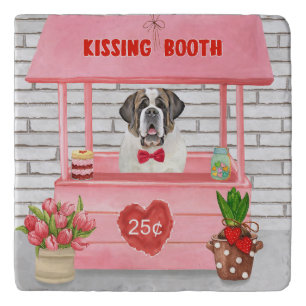 Saint Bernard Dog Valentine's Day Kissing Booth Trivet