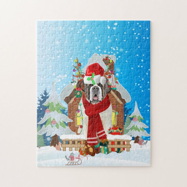 Saint Bernard dog with Christmas gifts Jigsaw Puzzle (Vertical)