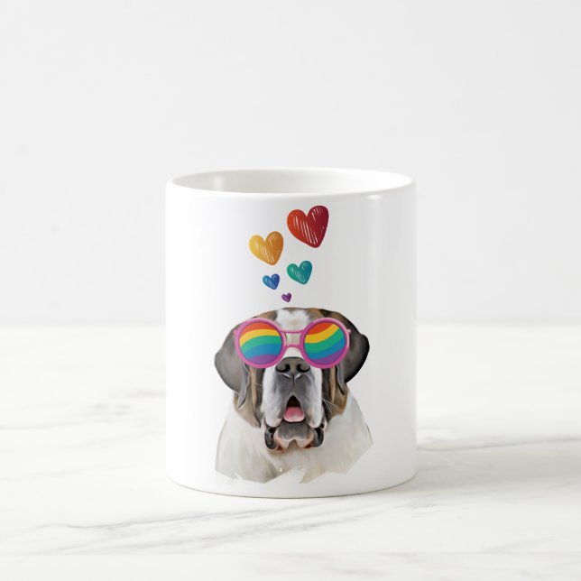 Saint Bernard Dog with Hearts Valentine's Day Coffee Mug (Center)