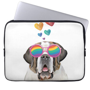 Saint Bernard Dog with Hearts Valentine's Day Laptop Sleeve