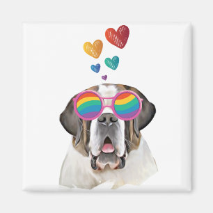 Saint Bernard Dog with Hearts Valentine's Day Magnet