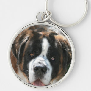 Saint Bernard Face Large Premium Keychain