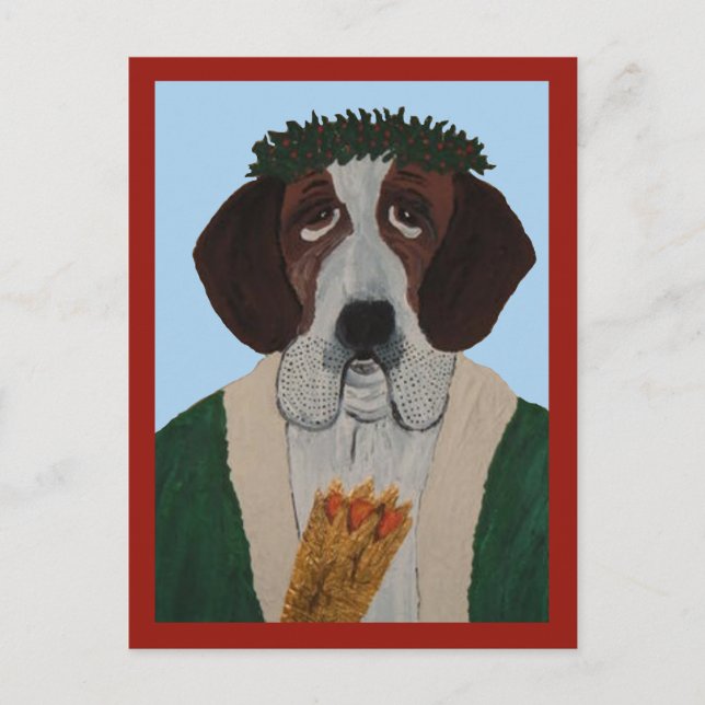 Saint Bernard Father Christmas Postcard (Front)