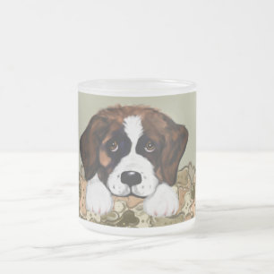 Saint Bernard Frosted Glass Coffee Mug