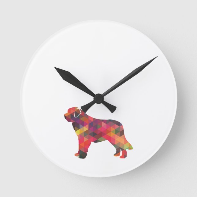 Saint Bernard Geo Silhouette Multi Round Clock (Front)
