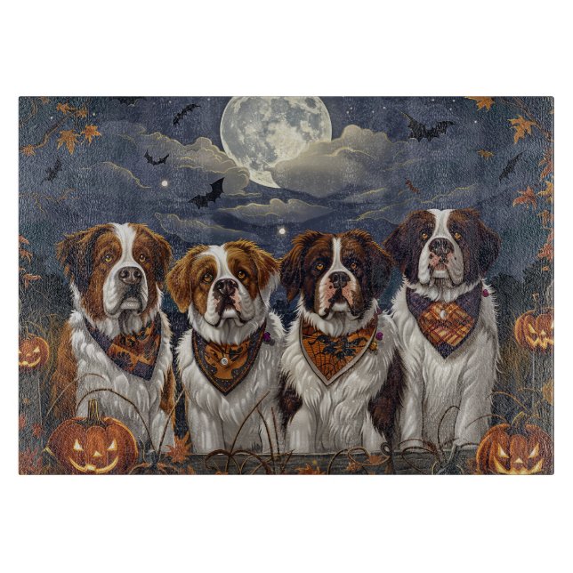 Saint Bernard Halloween Spooky Cutting Board (Front)