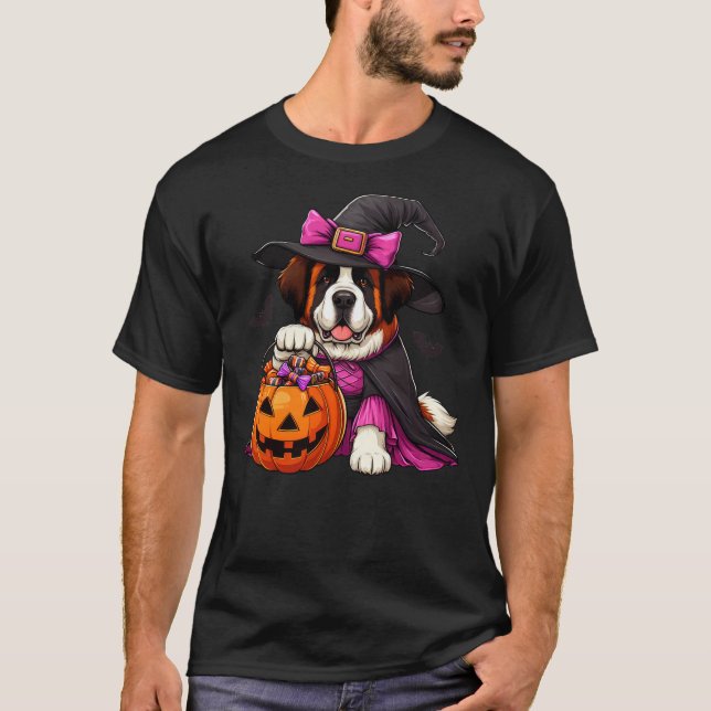 Saint Bernard Halloween Witches Costume For Lover  T-Shirt (Front)