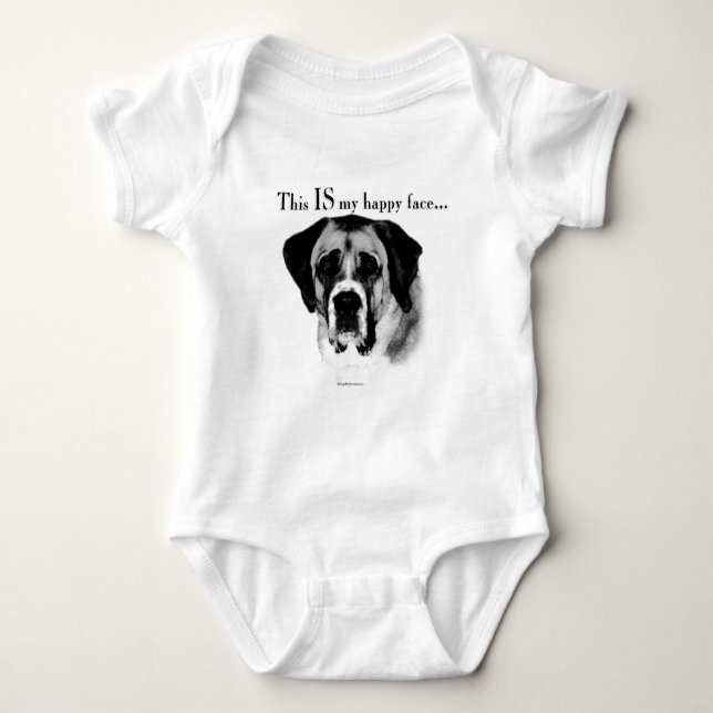 Saint Bernard Happy Face Baby Bodysuit (Front)