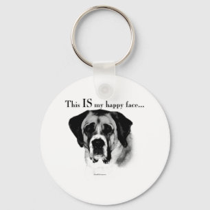 Saint Bernard Happy Face Key Ring
