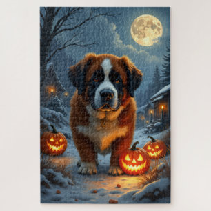 Saint Bernard Haunted Alpine Halloween Portrait Jigsaw Puzzle