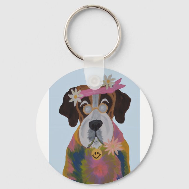 Saint Bernard Hippie Key Ring (Front)