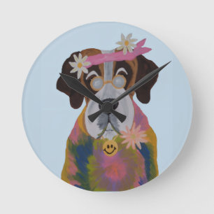 Saint Bernard Hippie Round Clock