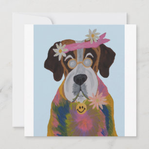 Saint Bernard Hippie Thank You Card