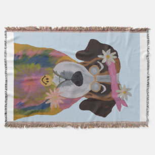 Saint Bernard Hippie Throw Blanket