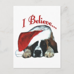 Saint Bernard I Believe Holiday Postcard