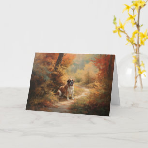 Saint Bernard in Autumn Leaves Fall Inspire Card