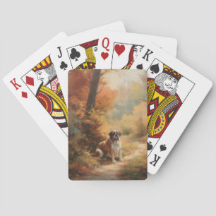Saint Bernard in Autumn Leaves Fall Inspire Playing Cards