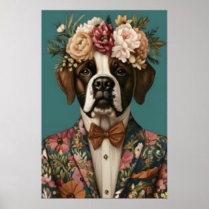 Saint Bernard In Suit Poster, Saint Bernard Poster