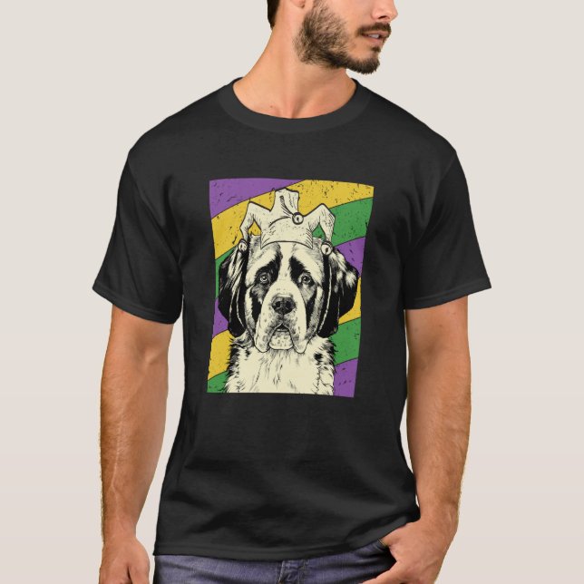Saint Bernard Jester Mardi Gras Dog Mom or Dad T-Shirt (Front)