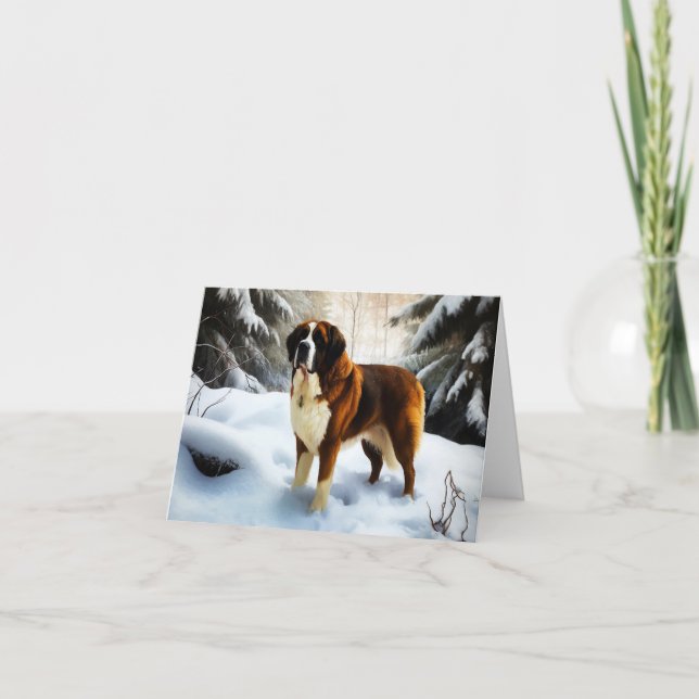 Saint Bernard Let It Snow Christmas Card (Front)