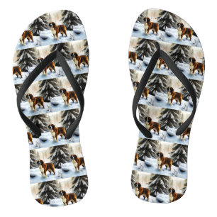 Saint Bernard Let It Snow Christmas Flip Flops