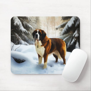 Saint Bernard Let It Snow Christmas Mouse Mat