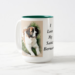 Saint Bernard Lovers Gifts Two-Tone Coffee Mug