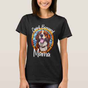 Saint Bernard Mama Dog Mom Puppy Colorful Pet Fur  T-Shirt