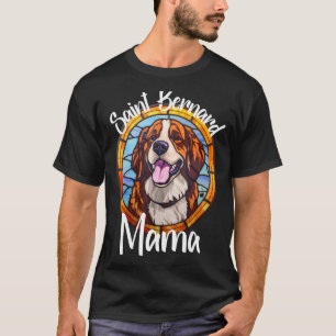 Saint Bernard Mama Dog Mum Puppy Colourful Pet Fur T-Shirt