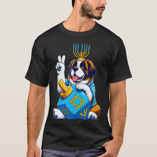 Saint Bernard Menorah Dreidel Jewish Hanukkah Wome T-Shirt (Front)